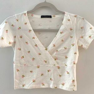 brandy melville floral white amara top